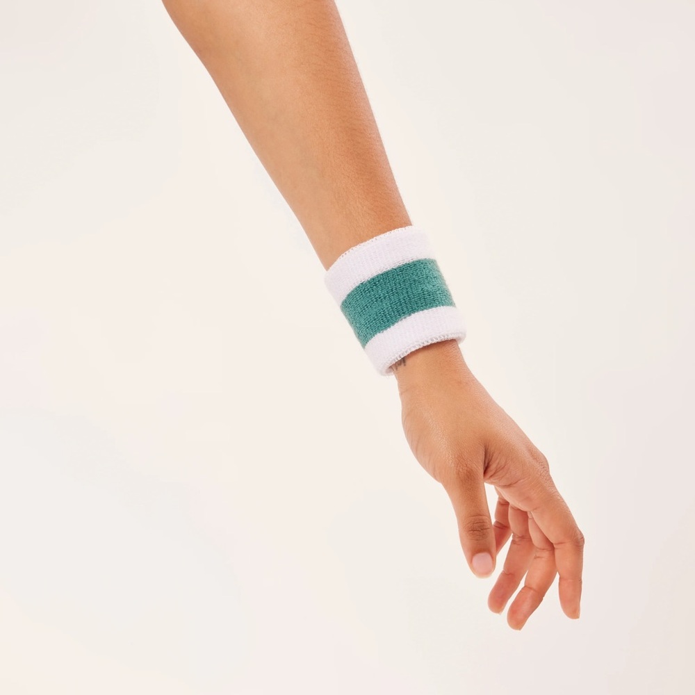 🧖🏻‍♀️ 4/$25 Girlfriend Collective Teal & White Striped Sweatband Wristband